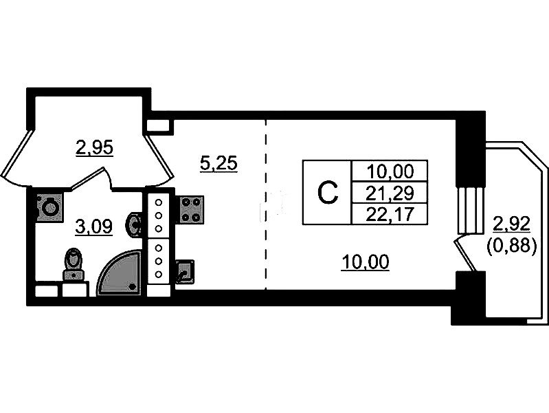Квартира студия 22.17 м², 22/23 эт., ЖК «Живи! В Рыбацком»